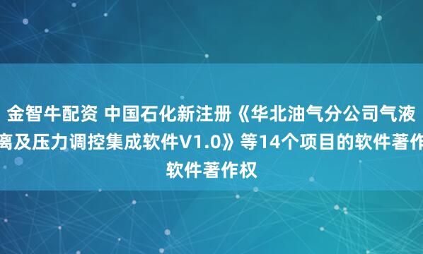 金智牛配资 中国石化新注册《华北油气分公司气液分离及压力调控集成软件V1.0》等14个项目的软件著作权